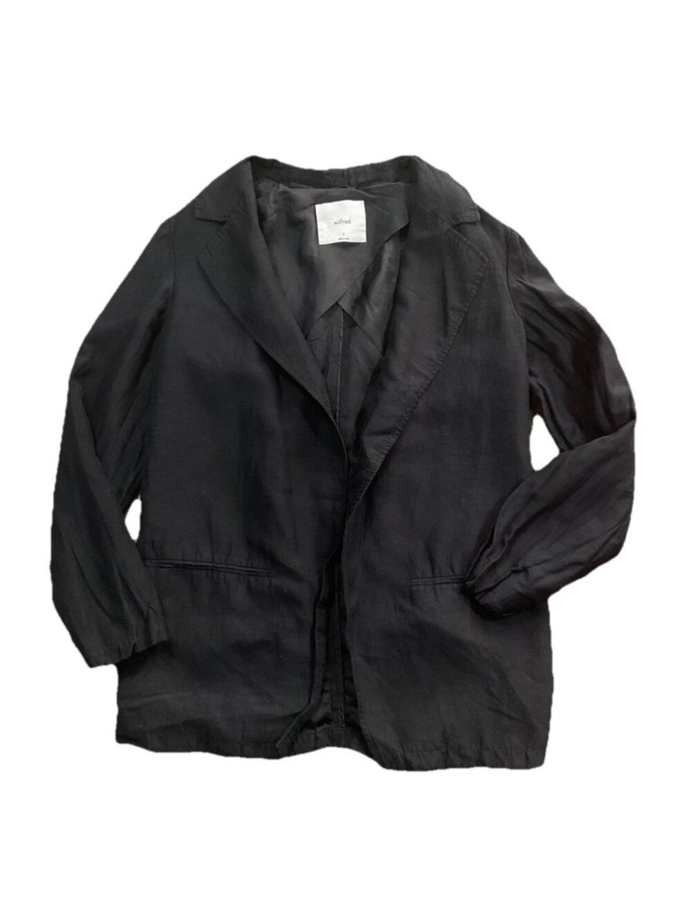 Wilfred Women’s Linen Blend Casual Cozy Minimalist Black Blazer Small